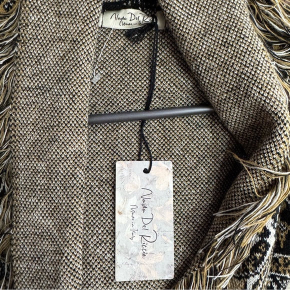 Nada Del Riccio cardigan wrap belted belt sweater fringe made in Italy brand new - Picture 3 of 16